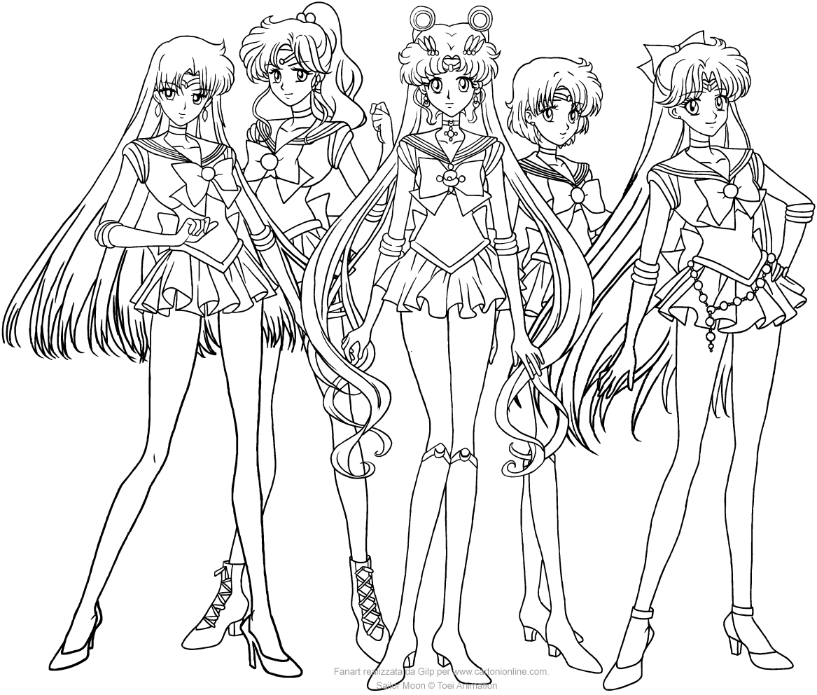  Sailor Moon Crystal group coloring page to print