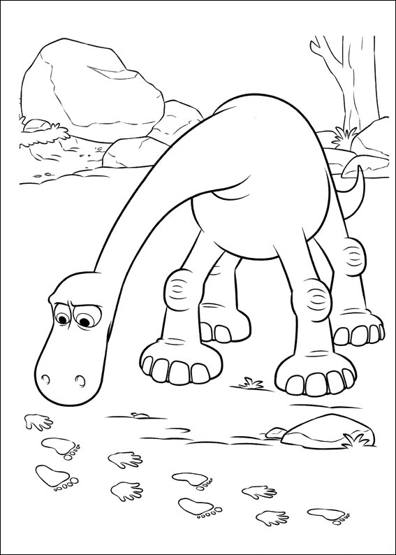 Arlo following the footprints of Spot coloring page to print