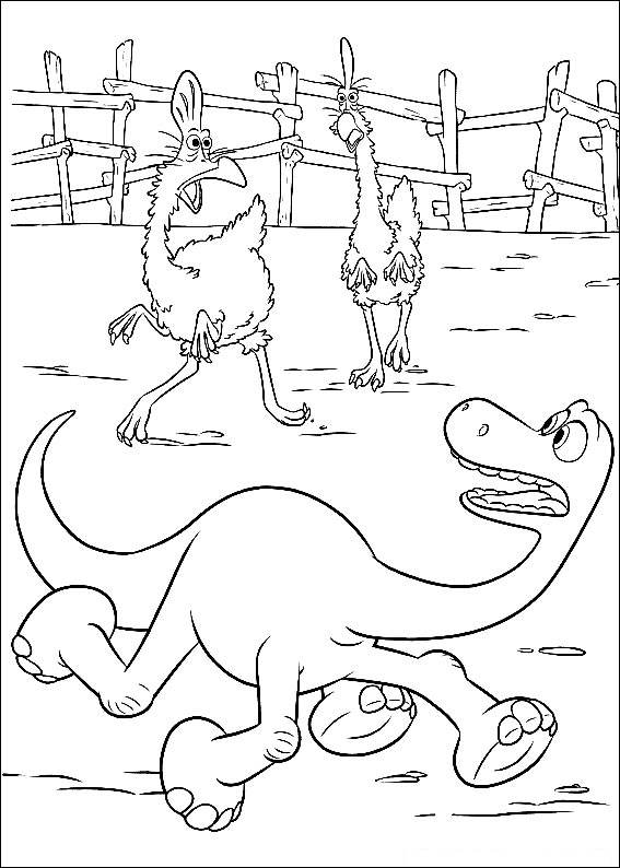 Arlo and the ornithomimus coloring page to print