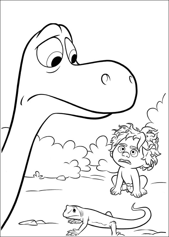 Arlo, Spot and the lizard coloring page to print