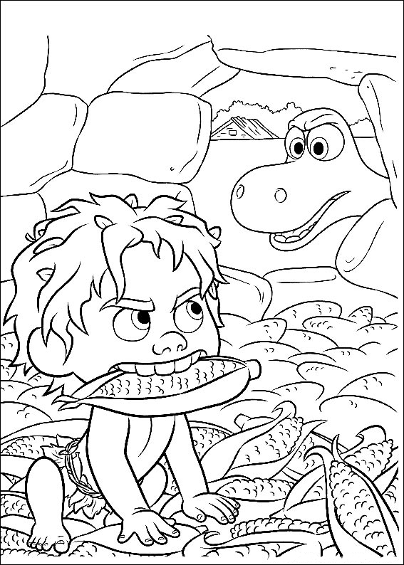 Arlo, Spot and the panicles coloring page to print