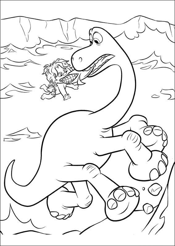 Arlo and Spot fall into the river coloring page to print
