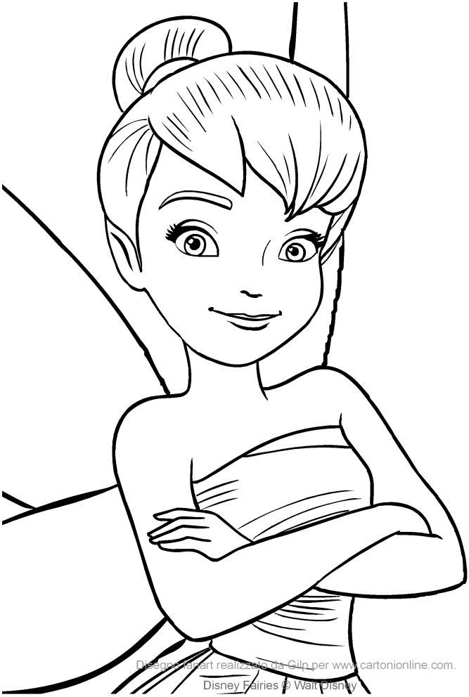  Tinker Bell in the foreground coloring page to print