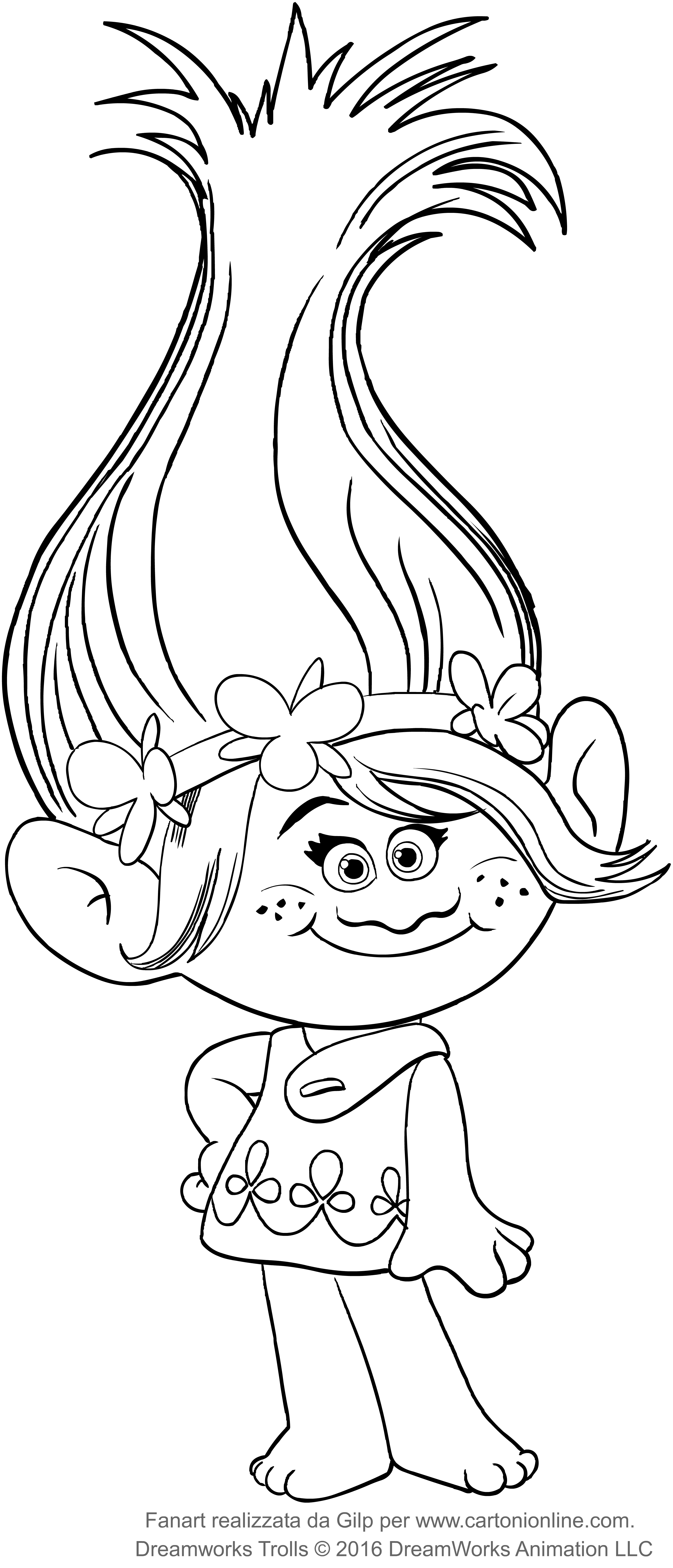  Poppy from the Trolls coloring page to print