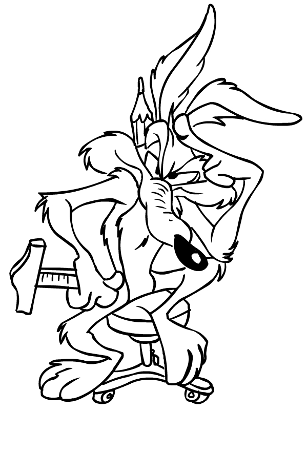 Drawing of Willy Coyote to print and coloring