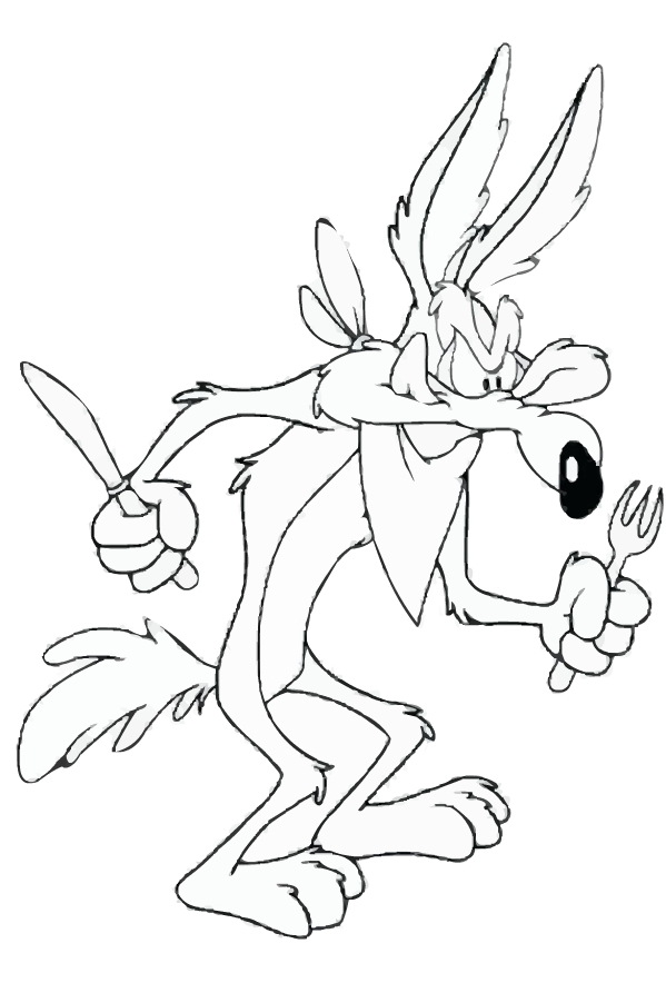 Drawing of Willy Coyote to print and coloring