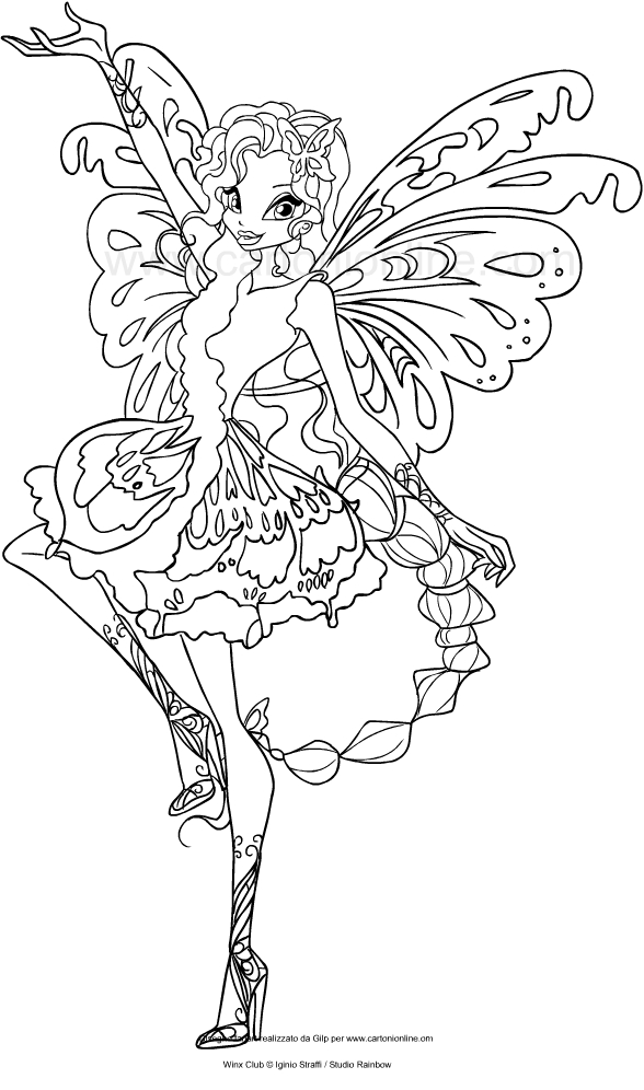 Drawing Aisha Butterflix (Winx Club) coloring pages printable for kids
