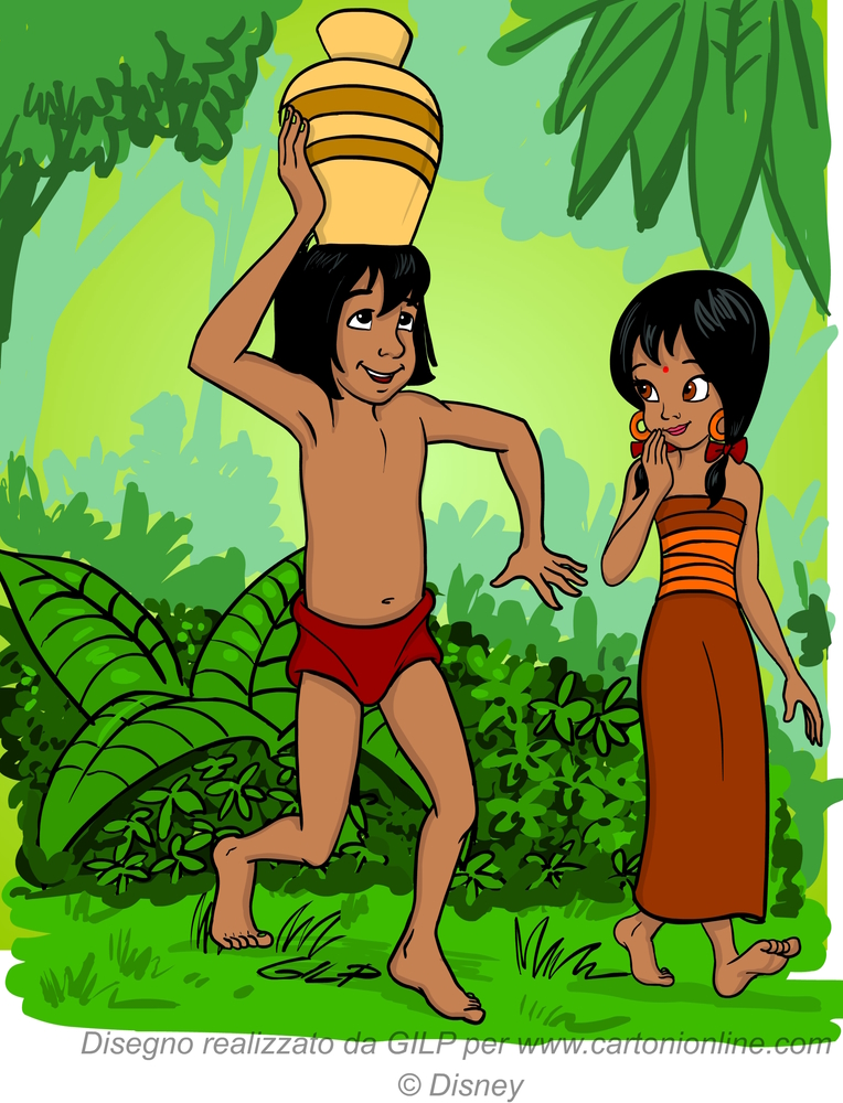Mowgli aiuta Shanti a portare la brocca