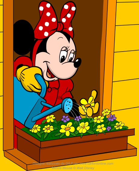 Minnie innaffia i fiori