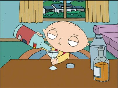Stewie Griffin che beve alcolici