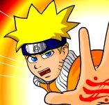 Naruto con pugnale e disegno chakra sulla mano