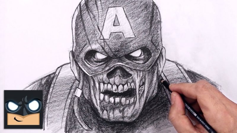 Come disegnare Zombie Captain America |  Esercitazione di schizzo (passo dopo passo)