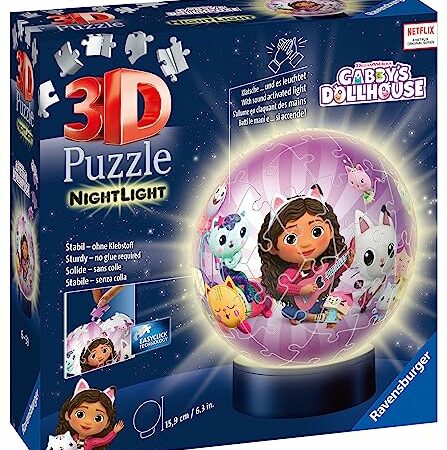 Nightlamp Gabby’s Dollhouse 3D Puzzle: 72 Pezzi, 6+ Anni
