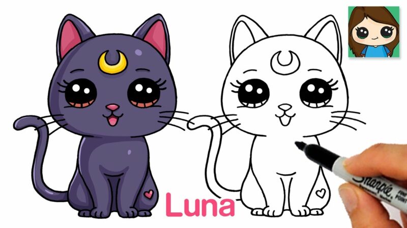 Come disegnare Luna il gatto di Sailor Moon