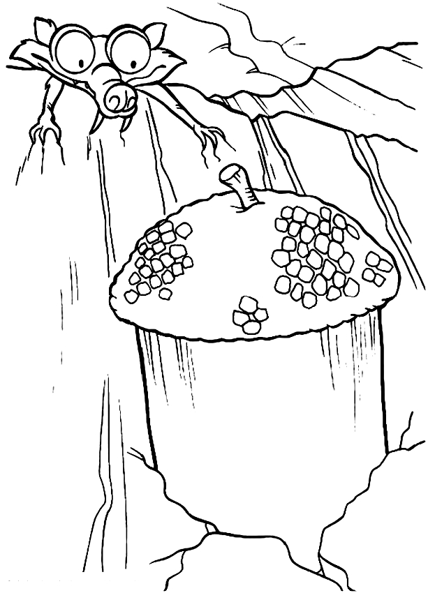 Desenho de Scrat e o acorn de A Era do Gelo para impresso e colorir
