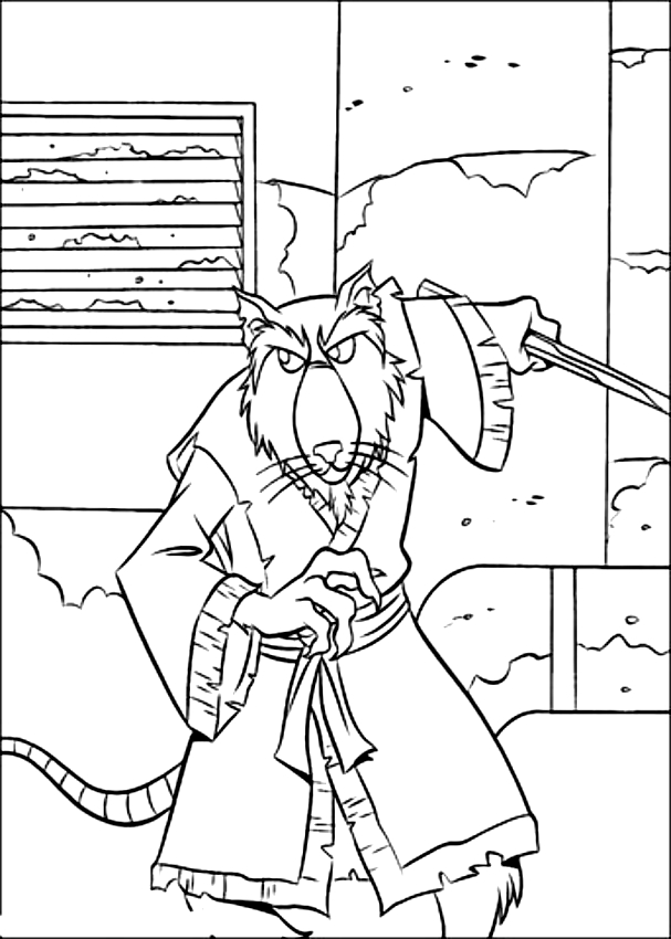 Desenho de the Maestro Splinter de Tartarugas Ninja para impresso e colorir