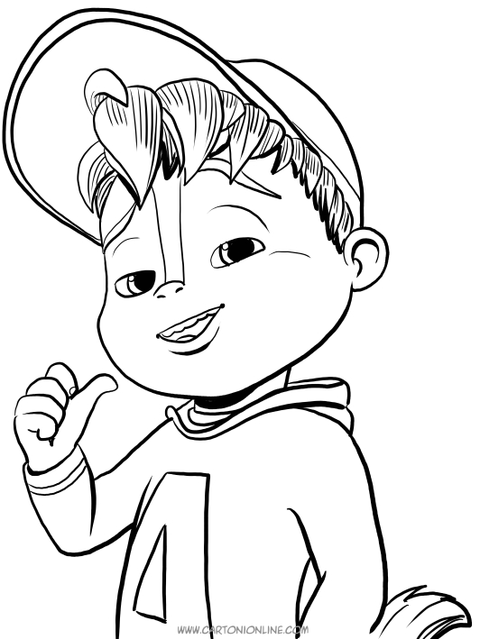 Desenho de rosto de Alvin para impresso e colorir