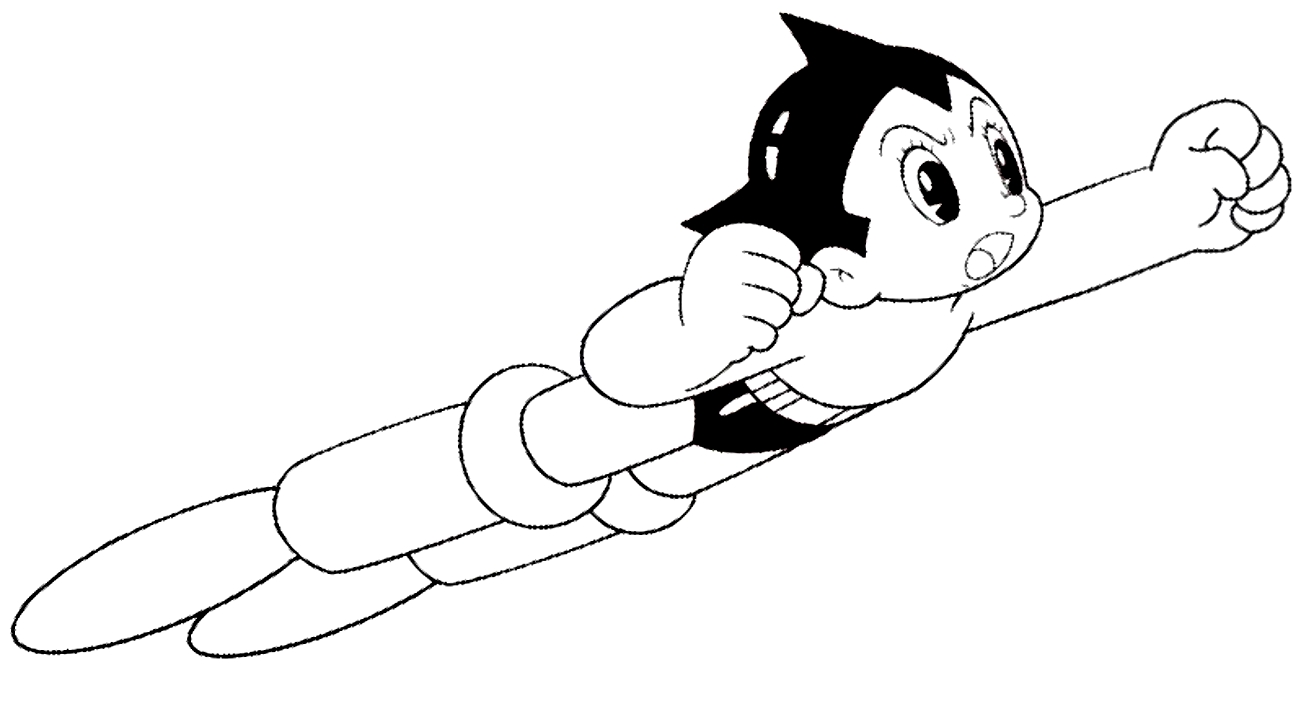 Desenho de Astroboy em vo para impresso e colorir