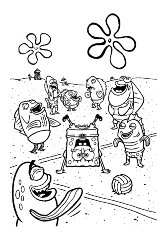 Desenho de Bob Esponja capovolto com la testa in gi para impresso e colorir 