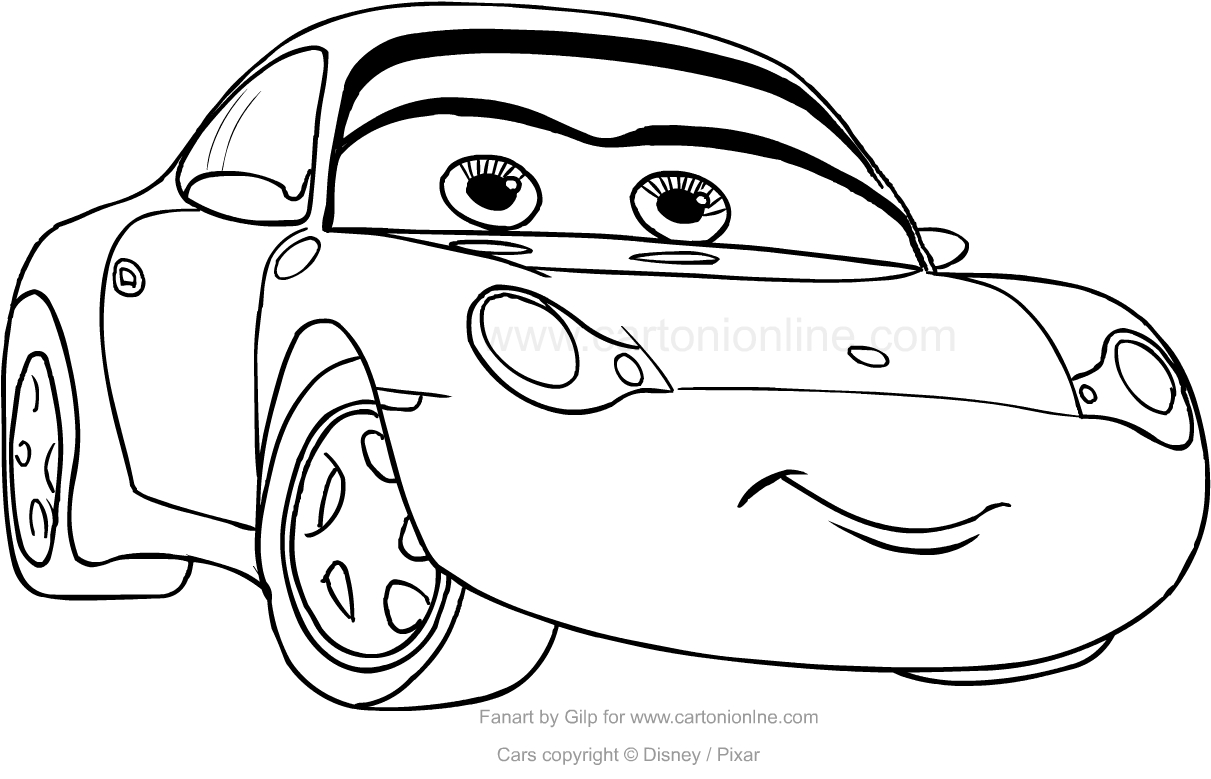 Desenho de Sally Carrera de Cars  para impresso e colorir 