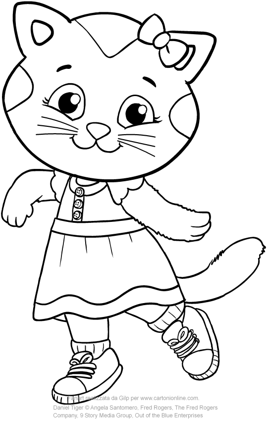 Desenho de Katerina Kittycat a amiga de Daniel Tiger para impresso e colorir