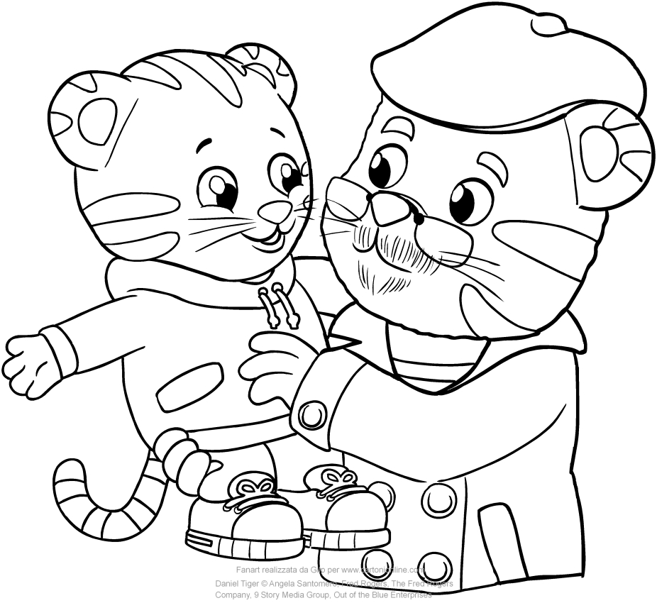 Desenho de Daniel e av Tiger para impresso e colorir
