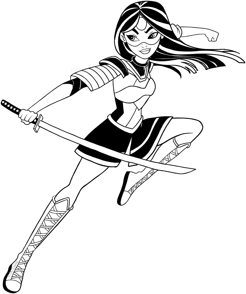Desenho de Katana (DC Superhero Girls) para impresso e colorir