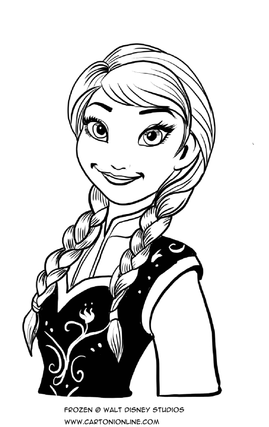 Desenho de Anna sorrindo para colorir