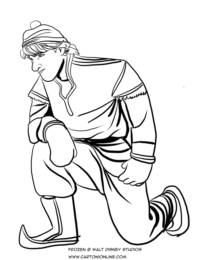 Desenho de Kristoff ajoelhado para colorir