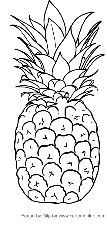 Desenho de ananas para impresso e colorir