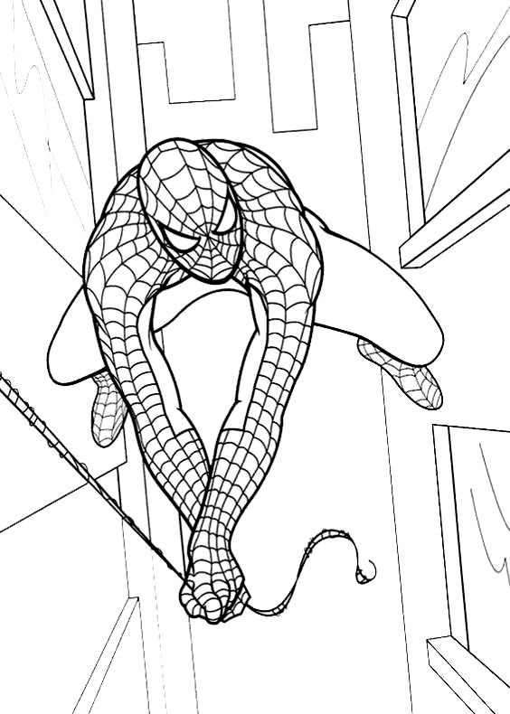 Desenho de Homem-Aranha fra i palazzi para impresso e colorir 