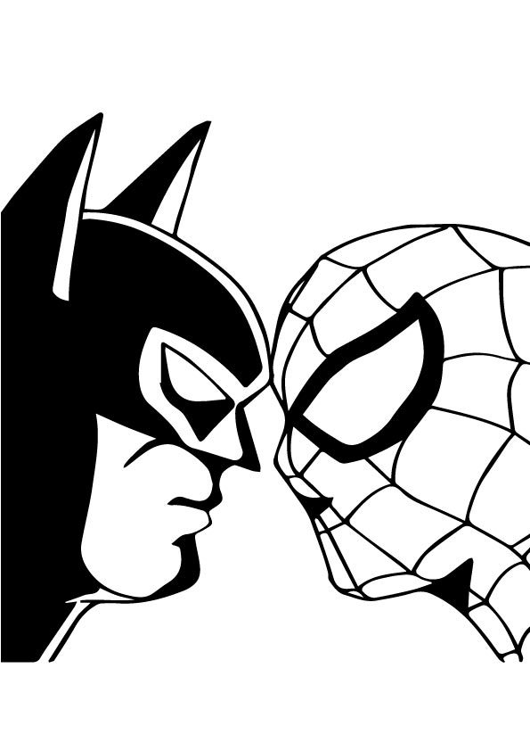 Desenho de Homem-Aranha contra Batman para impresso e colorir 