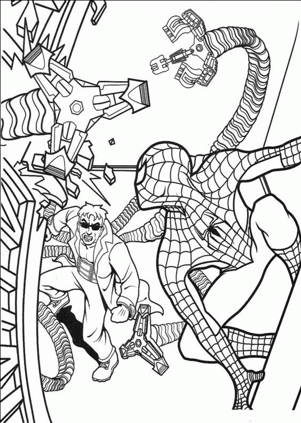 Desenho de Homem-Aranha pegou Doutor Octopus para colorir