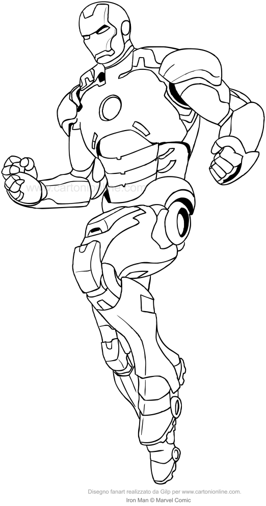 Desenho de Homem de Ferro pronto para ao para impresso e colorir