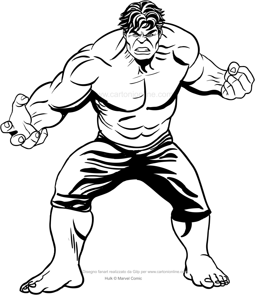Desenho de Hulk (de o filme) para impresso e colorir