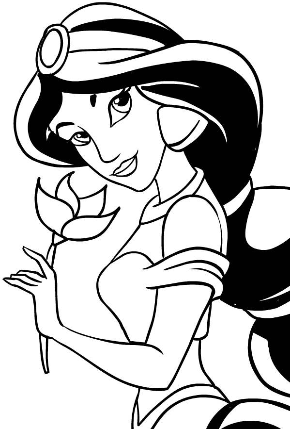 Desenho de the Princess Jasmine (face) de Aladdin para impresso e colorir