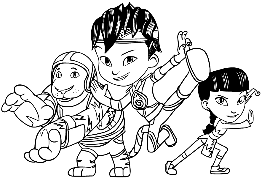Desenhos de Kody Kapow e seus amigos Goji e Mei para colorir