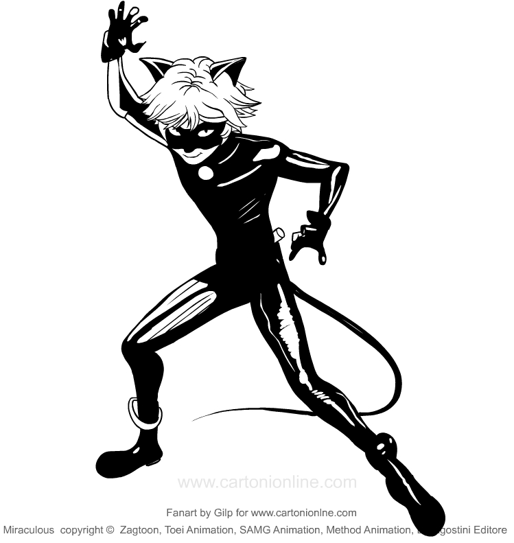 Desenho de Chat Noir (Miraculous) para impresso e colorir