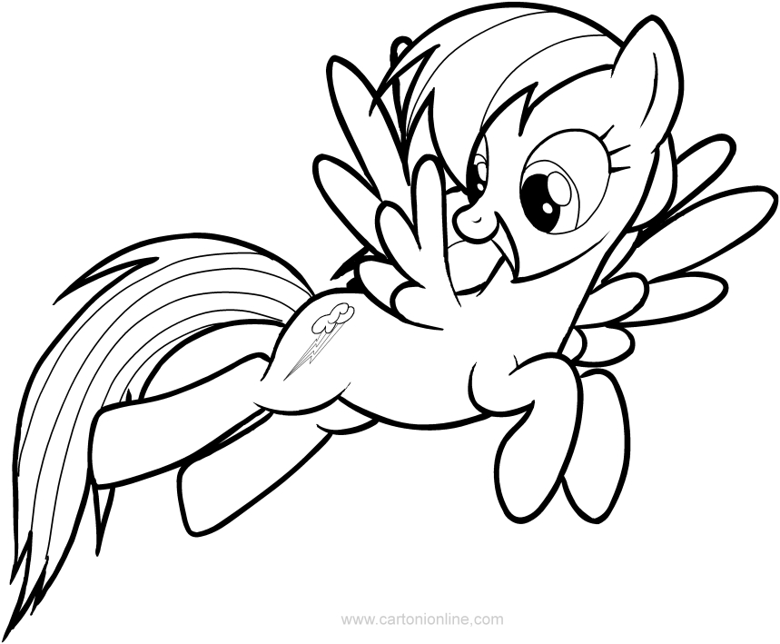 Desenho de Rainbow Dash dos My Little Pony para impresso e colorir