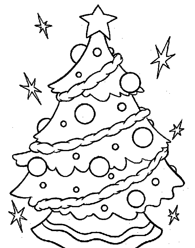 Desenho de rvore de Natal para impresso e colorir