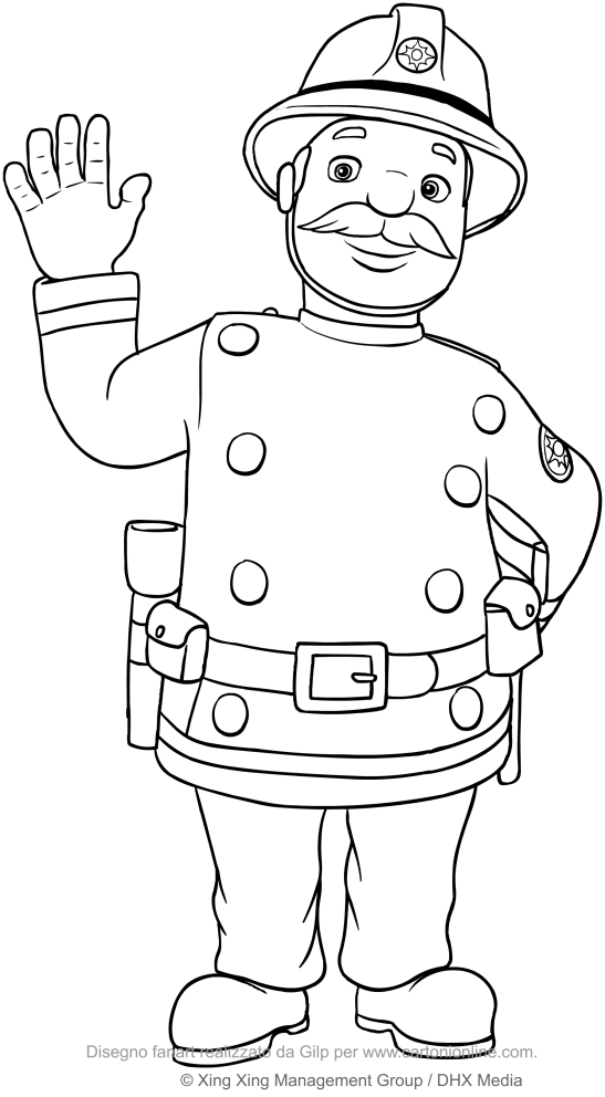 Desenho de Capito Basil Steele (o bombeiro Sam) para impresso e colorir