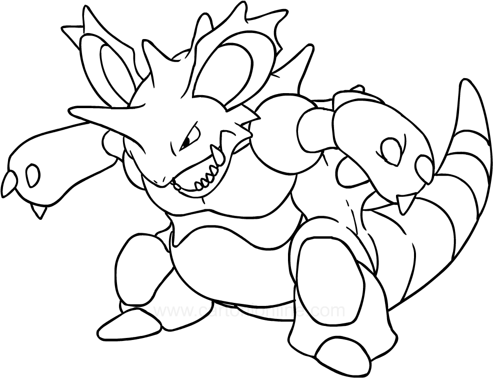 Desenho de Nidoking dos Pokemon para impresso e colorir