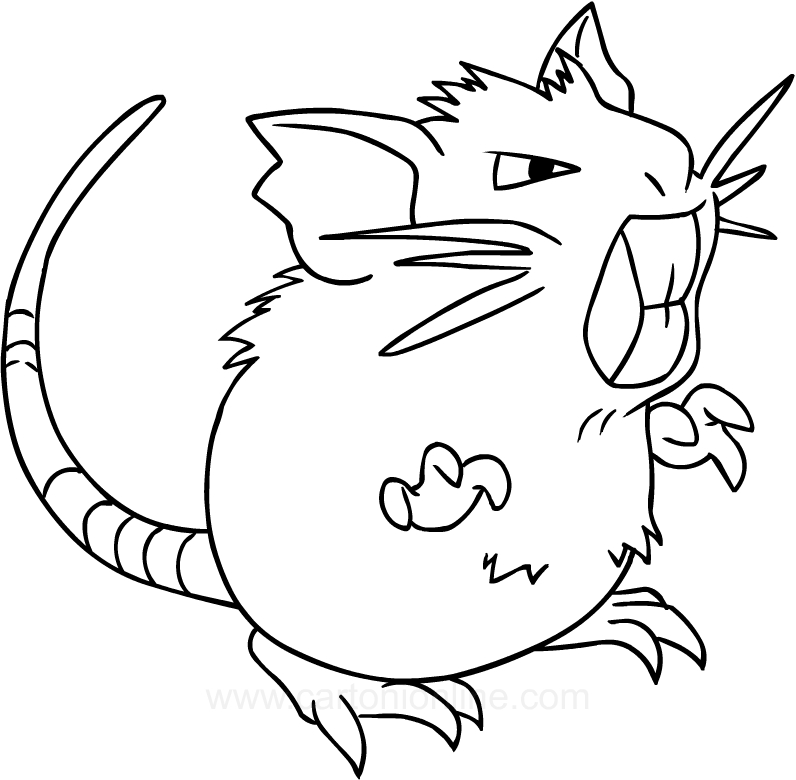 Desenho de Raticate dos Pokemon para impresso e colorir