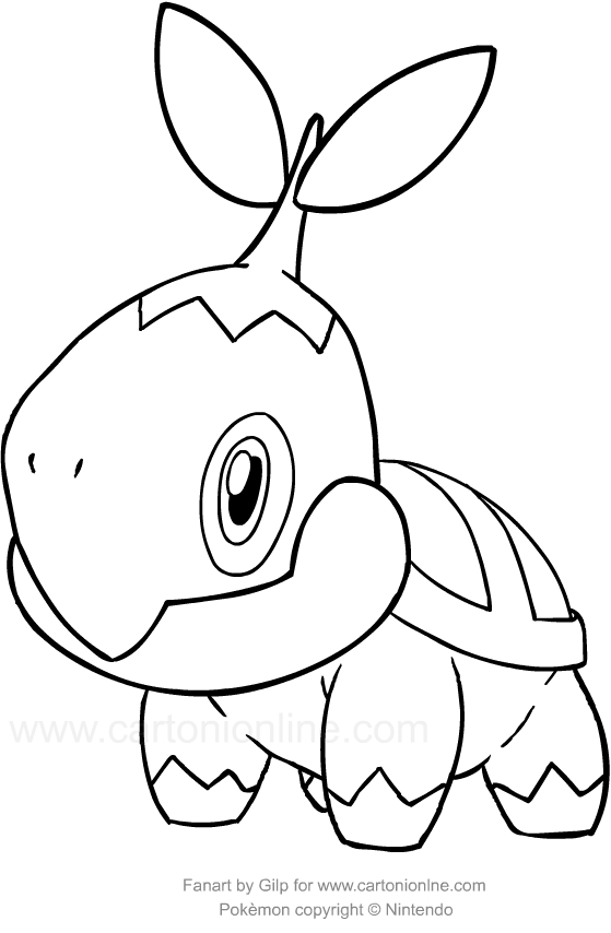 Desenho de Turtwig dos Pokemon para impresso e colorir