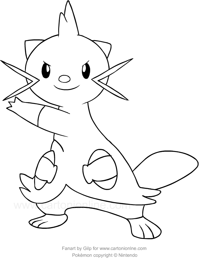 Desenho de Dewott dos Pokemon para impresso e colorir