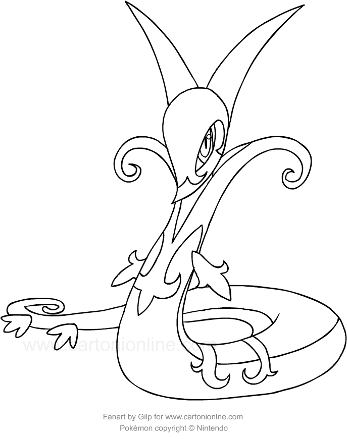 Desenho de Serperior dos Pokemon para impresso e colorir
