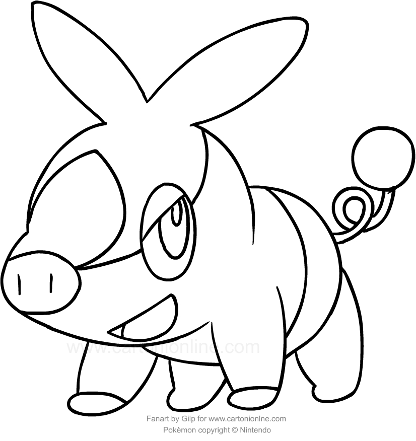Desenho de Tepig dos Pokemon para impresso e colorir