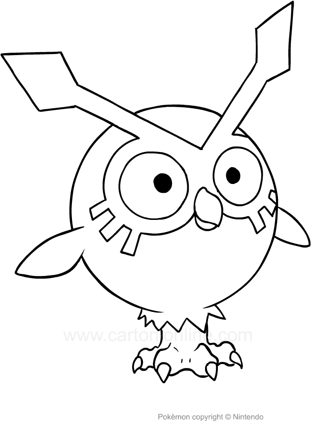 Desenho de Hoothoot dos Pokemon para impresso e colorir