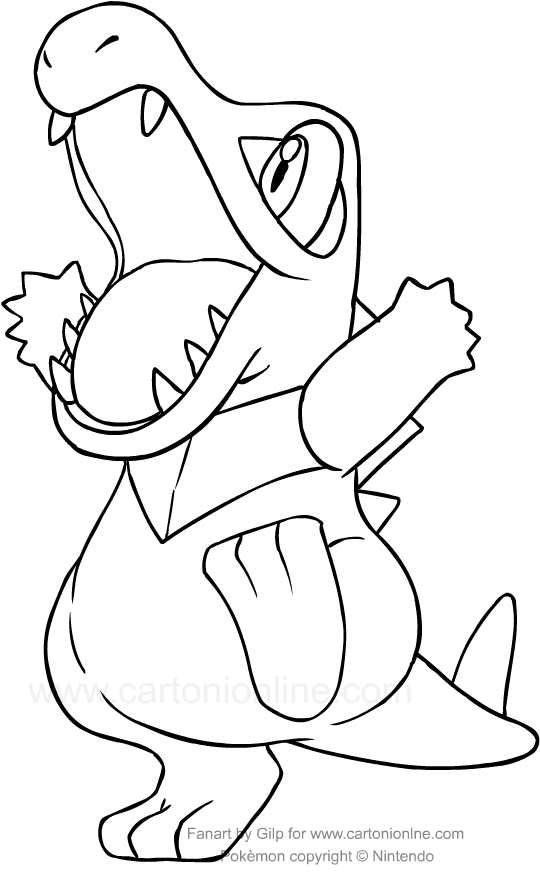 Desenho de Totodile dos Pokemon para impresso e colorir