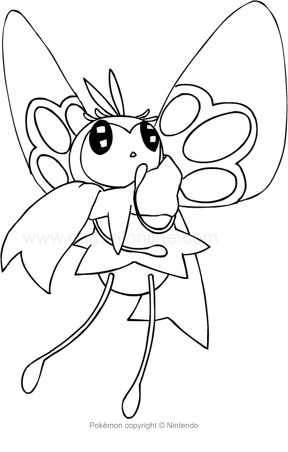 Desenho de Ribombee dos Pokemon para impresso e colorir